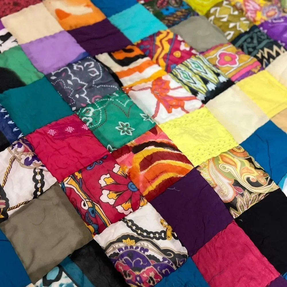 Raj Stunning Multicolor Patchwork Quilt/Throw, Handmade in India. Stunning! NWOT